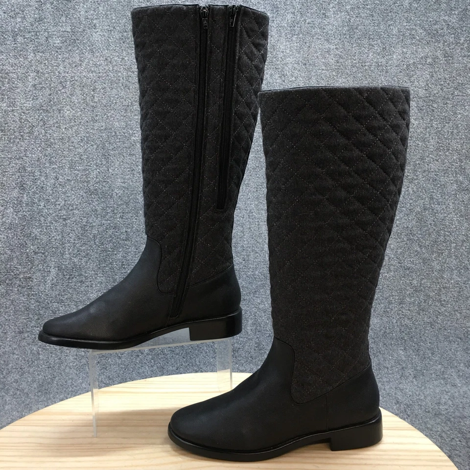 Aerosoles Boots Womens 8 M XC Establish Tall Side Zip Quilted Riding Boots Black - Image 2 of 4