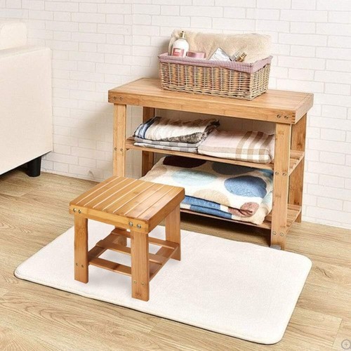 Small Bamboo Step Stool for Kids, 10 inch High Multi-Functional Medium Size - Picture 5 of 6