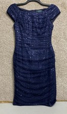 Lauren Ralph Lauren Evening Ruched Cap Sleeve Sheath Sequin Dress Size 4