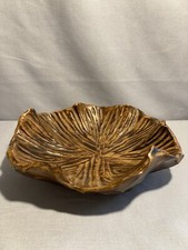 Beautiful Vintage Hand Carved Natural Wood Bowl Separate Design On Top  SIDE.