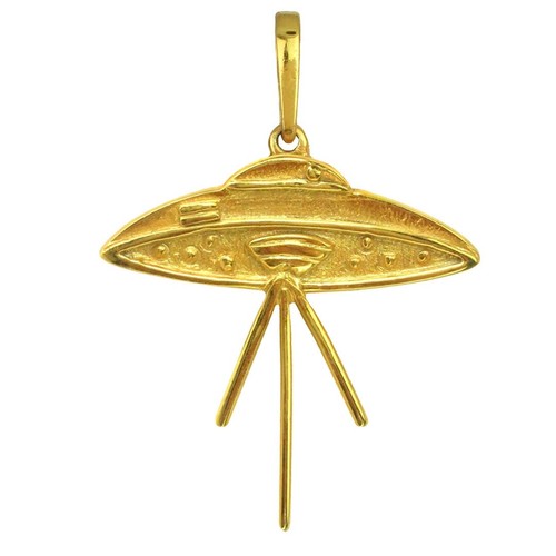 The Elvis UFO 24k GP .950 Silver 1" Pendant Necklace| Across The Puddle - Picture 3 of 5