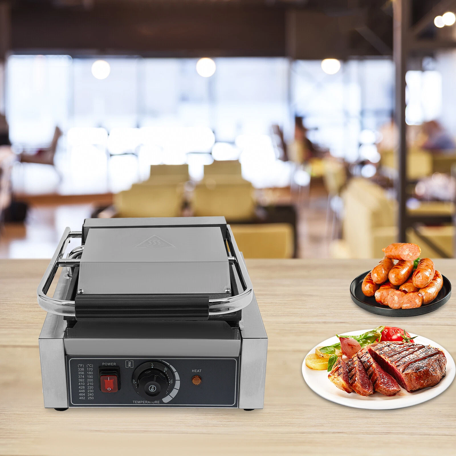 Commercial Panini Press Grill Electric Sandwich Maker Griddle Plate 8"x9" 1800W
Opens in a new windo