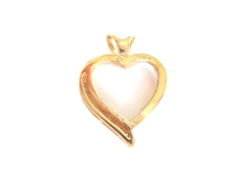 Vintage Solid 14k Diamonds Heart Pendant 1970's - Picture 4 of 6
