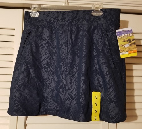 Women's ORVIS Navy Embossed Active Travel Skort Skirt Blue XL