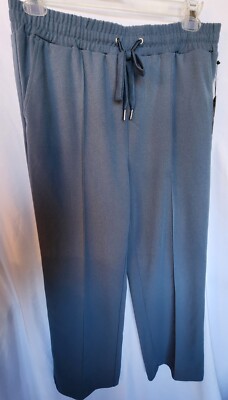 NWT NY&C Women's Large Blue Pull On Wide Leg Casual Elastic Drawstring Pants