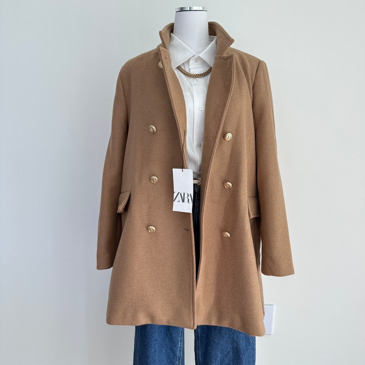 Double Breasted Coat Zara Camel Wool Blend Coat Zara Wool Blend