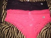 Lot Of 2 Womens Gap Body Super Soft Lace Tangas Size M $25 Pink & Black Lot Of 2 Womens Gap Body Super Soft Lace Tangas Size M $25 Pink & Black