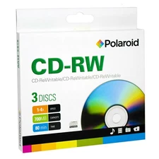 3-Pack Polaroid CD-RW 700MB 80-Minute 4x CD-Rewritable Disc in Slim Case