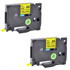 2PK Compatible with Brother PTouch Yellow Tape Strong Adhesive TZe TZ-S631 12mm