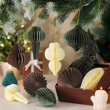 18 Pcs Christmas Paper Honeycomb Decorations Paper Hanging Ornament for Tree ...