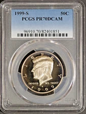 1999-S 50c JF Kennedy PR 70 DCAM PCGS # 82401851 + Bonus