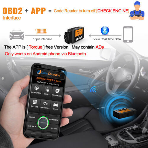 ELM327 OBD2 Scanner Code Reader Check Engine Bluetooth Car Diagnostic Scan Tool - Bild 8 von 14