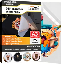 DTF Transfer Film - DTF Paper, 25 Sheets - Matte Finish, Cold Peel, DTF Film, Hi