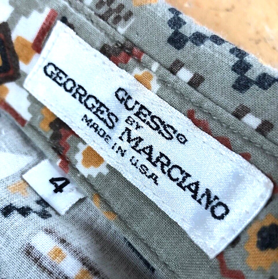 Vtg 80-90s USA GUESS Georges Marciano Aztec Button-up Western Shirt Mens 4 M ? L - Image 2 of 4