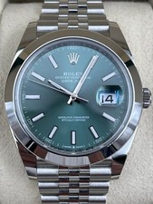 Rolex Date Just 41mm Smooth Mint Green Dial Jubilee 126300 Pre-Owned 2025 6