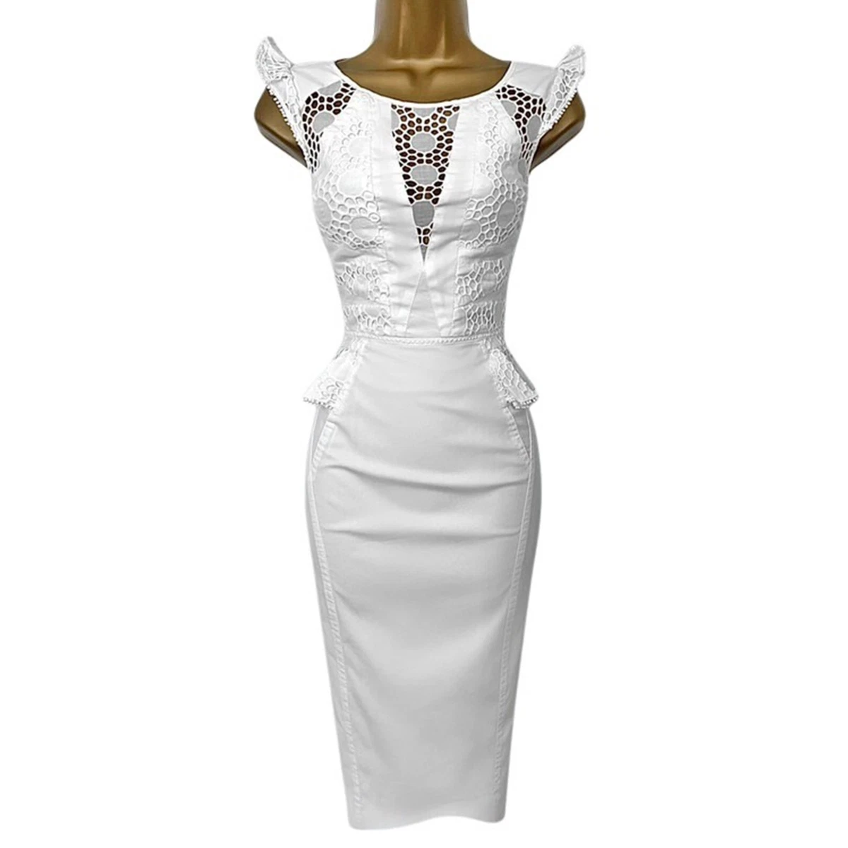 free people lace halter dress Free People 50s Style White Lace Halter Circle Skirt Dress (12) main image 1