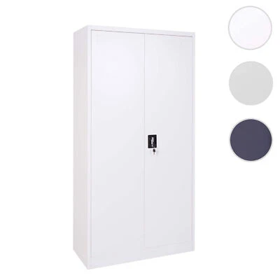 Aktenschrank HWC-H17, Stahlschrank Büroschrank, 2 Türen grau/weiß