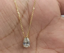 Lab-Grown Diamond IGI Certified 2Ct Pear Cut 14k Yellow Gold Solitaire Pendant