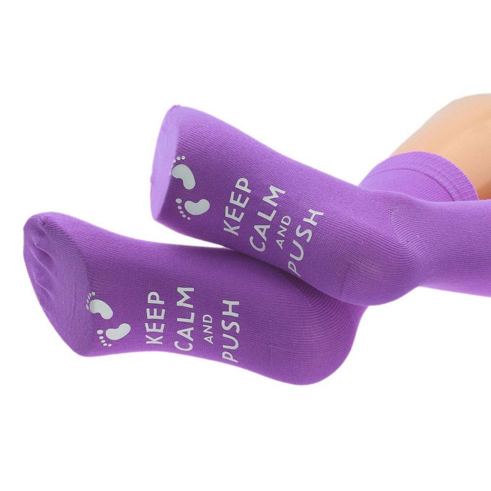 SAOLA Calze VIOLA Keep Calm & Push Sole Design Madre Mamma To Be UK Taglia 4 8 X6N799