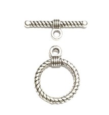 6 Sets Fine Fancy Antique Silver swirl round Toggle clasps-Jewelry Supplies