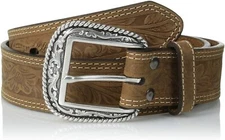 Ariat Mens Ornate Buckle Floral Embossed Leather Western Belt
