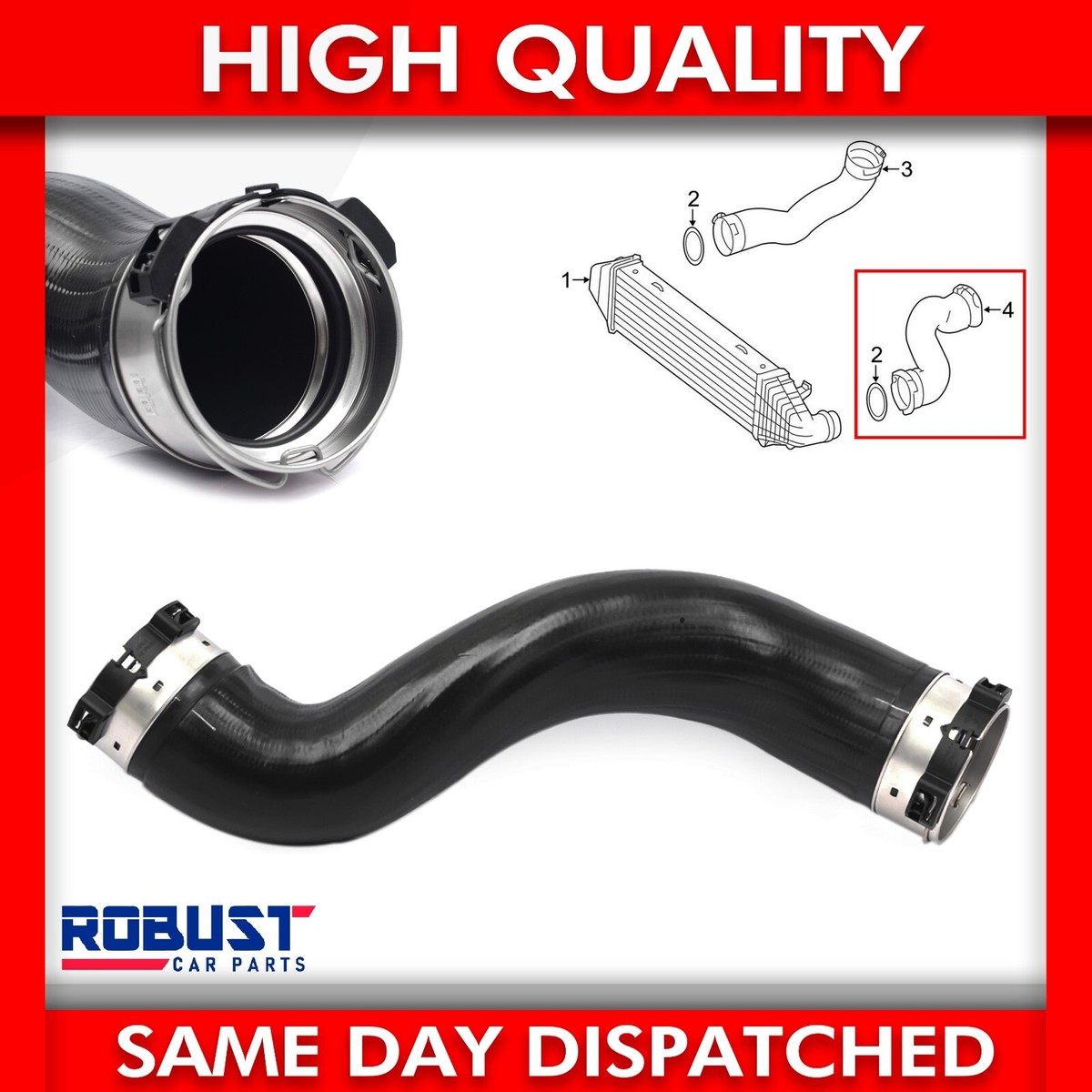 Lower Left Intercooler Pipe With Hoses For Mercedes C-Class W203 S203 CL203 (2000-2007)