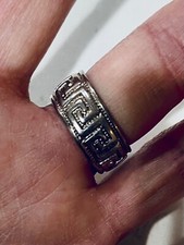 Vintage Sterling Silver, 925, Nicely Weighted Greek Key Maze Band Ring Size 8
