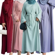 Abaya Open Women Cardigan Long Dress Set Kaftan Muslim Robe Islamic Gown Dubai