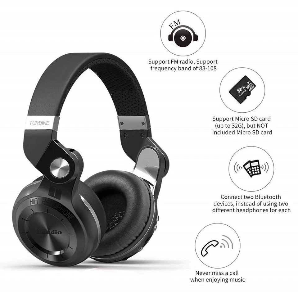 Casque Bluetooth sans fil pliable avec fente pour carte Micro SD/radio FM/sup... - Photo 2/4