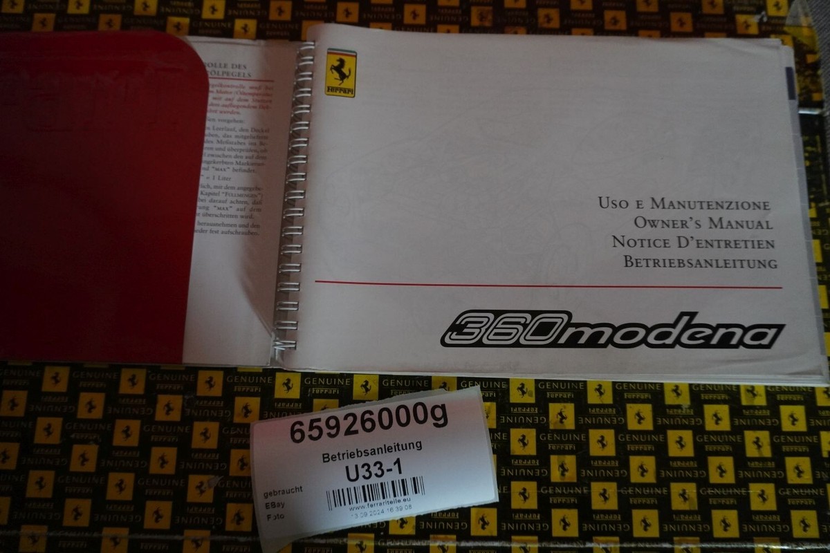 Ferrari 360 Modena オーナーズマニュアル Ferrari 360 Modena オーナーズマニュアル Ferrari 360 Modena