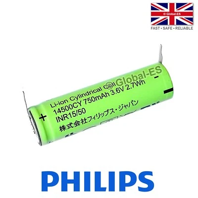MURATA Batería de iones de litio con pestañas 14500CY: cepillo de dientes Philips Sonicare HX - 3,6 V 750 mAh