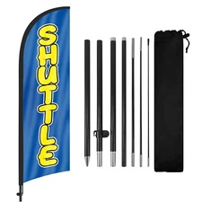 FSFLAG Shuttle Swooper Flag 8FT with Pole & Stake Feather Banner for Shuttle Ads