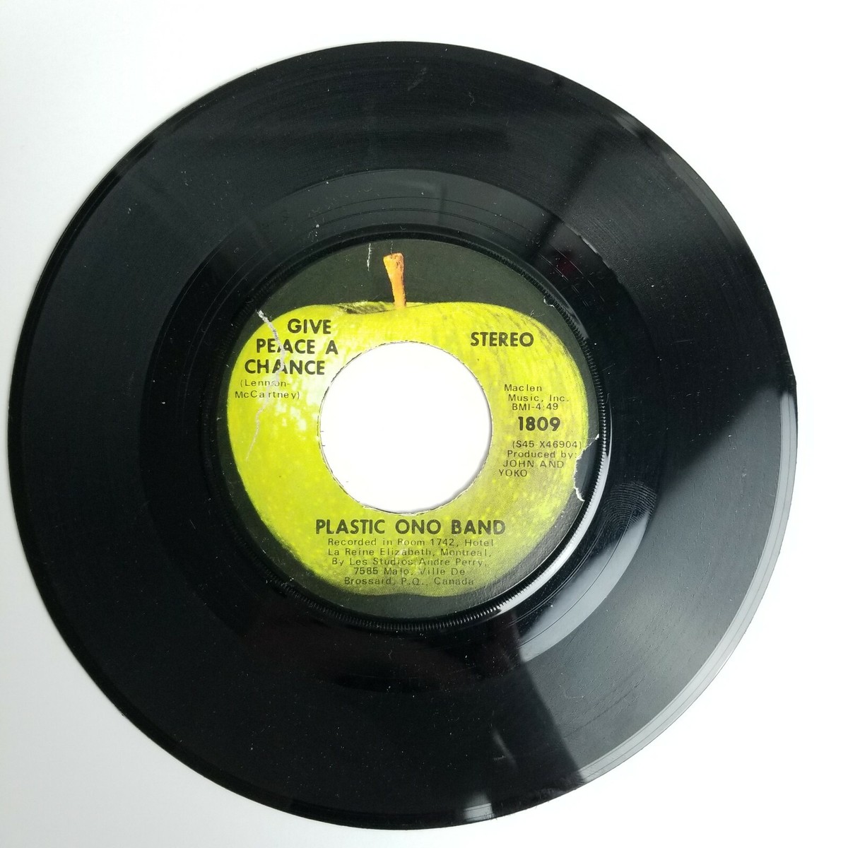 Plastic Ono Band Give Peace A Chance 45 rpm Apple Records 1809 | eBay