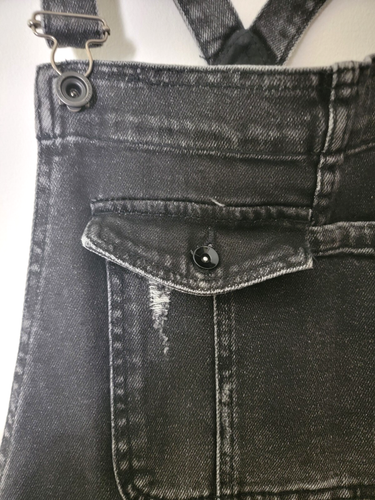 ZARA MAN Men's Size Large Gray Distressed Denim Overalls Work Casual NWT - Picture 7 of 12
