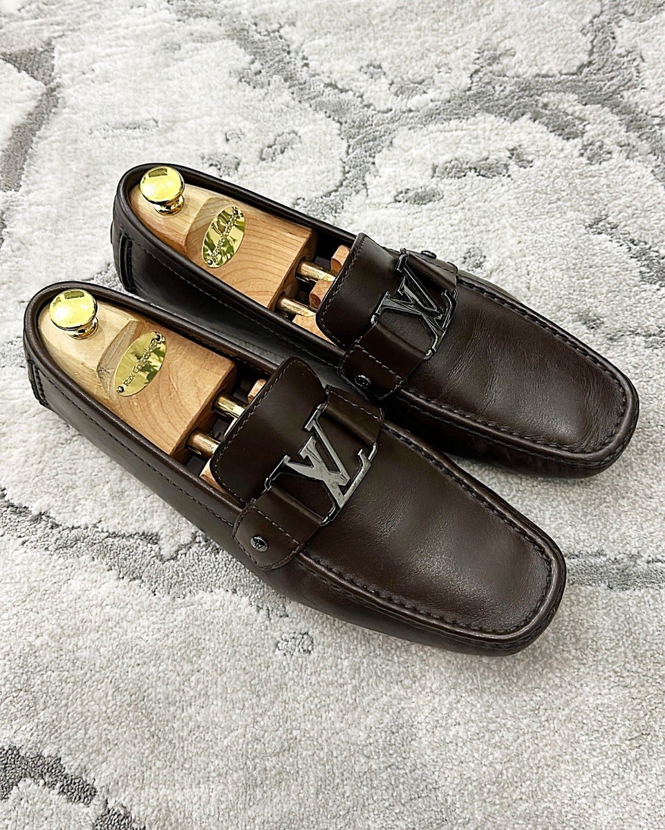 Authentic Louis Vuitton Monte Carlo Brown Leather Mens Loafer US9
