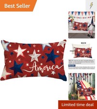 4th of July Patriotic Memorial Day Throw Pillow Covers 12x20 Red White and Bl...