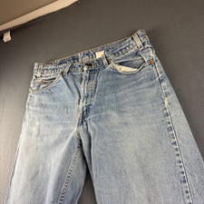 Jeans Vintage Levis 505 Uomo 33x34 (Adatto 32x33) Blu Arancione Tab Portafoglio Sbiadito