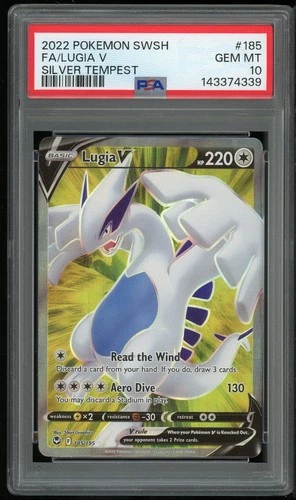 Pokemon Lugia V Full Art Ultra Rare Holo 185/195 Silver Tempest PSA 10 Gem Mint