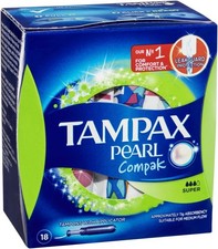 Tampax Pearl Compak Tampons Super, Medium, 18 Count 18