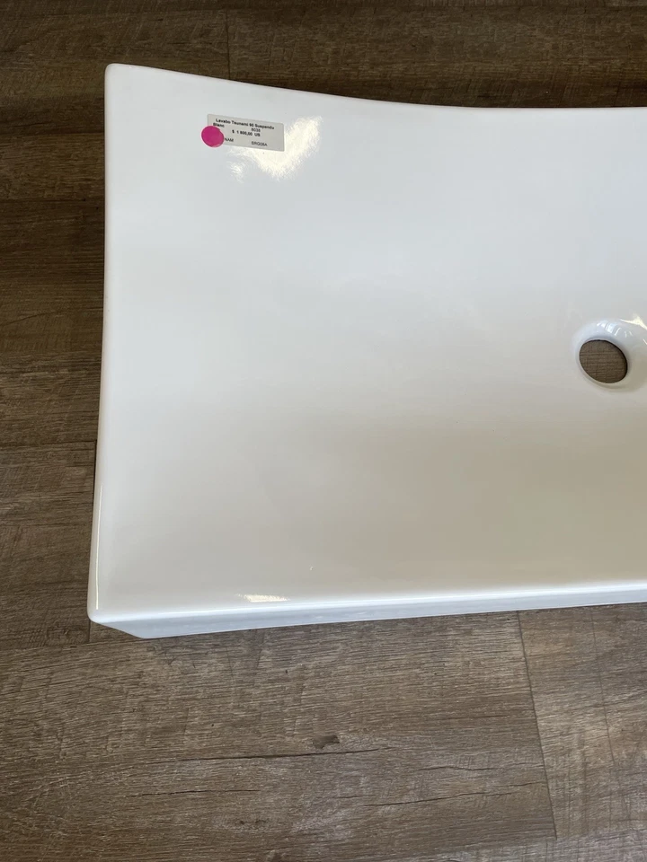 Fregadero de recipiente Scarabeo 8038 Tsunami 90 rectangular de cerámica montado en la pared blanco Foto 3 de 4