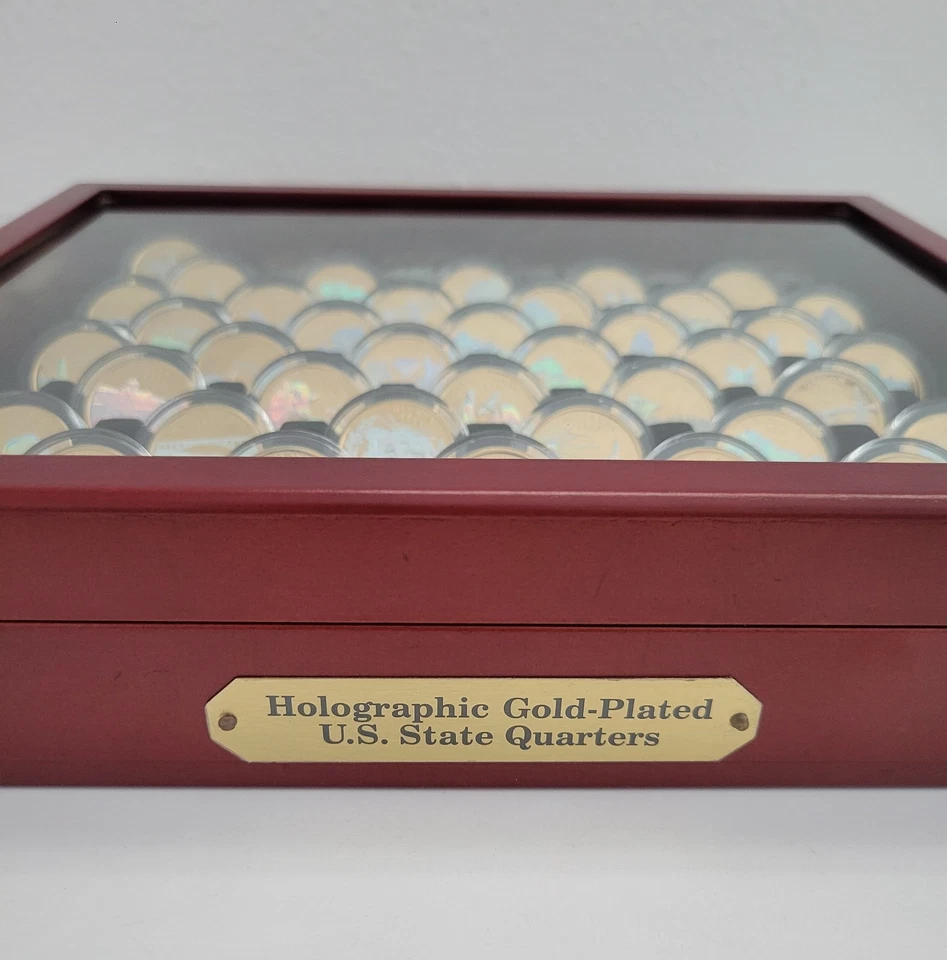 Complete 50-State Holographic Gold-Plated Quarter Set w/ Display Box - Image 3 of 4