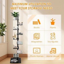 Spine Bookshelf, Vertical Spine Book Tower 9-Tier Metal Bookcase Book Organizer