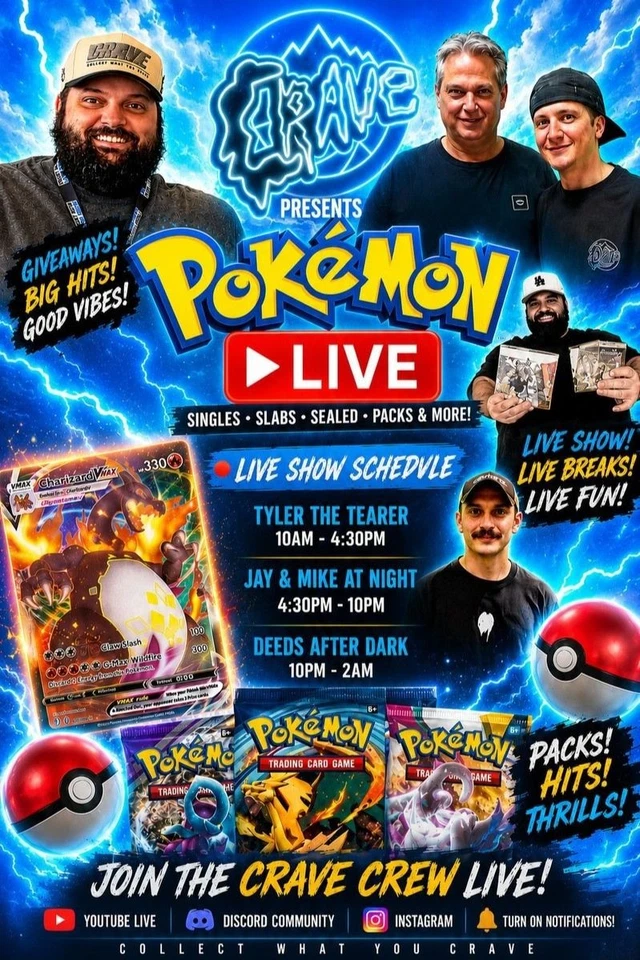Pokemon Singles/Slabs/Sealed and more! w/Crave Crew!