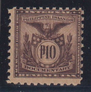 E7141: Philippines Island 10 Pesos Revenue Stamp, W738