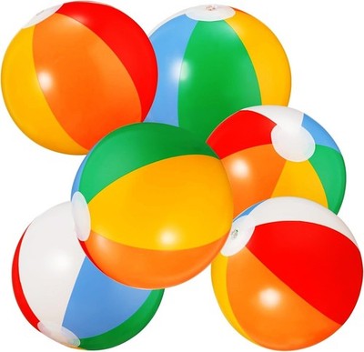 6 Stück Wasserball Aufblasbar 22cm Bunt Strandball Inflatable Beach Ball Klei...