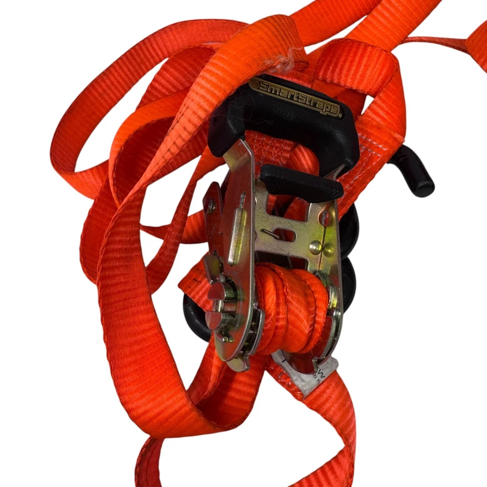 Lot of 3 SmartStraps Ratchet Tie-Down Straps Heavy-Duty 3000 lbs & 500 lbs Cap - Image 2 of 4