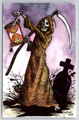 Matthew Kirscht Times Up Grim Reaper 12/18 Halloween Torretta Excl Postcard MK6