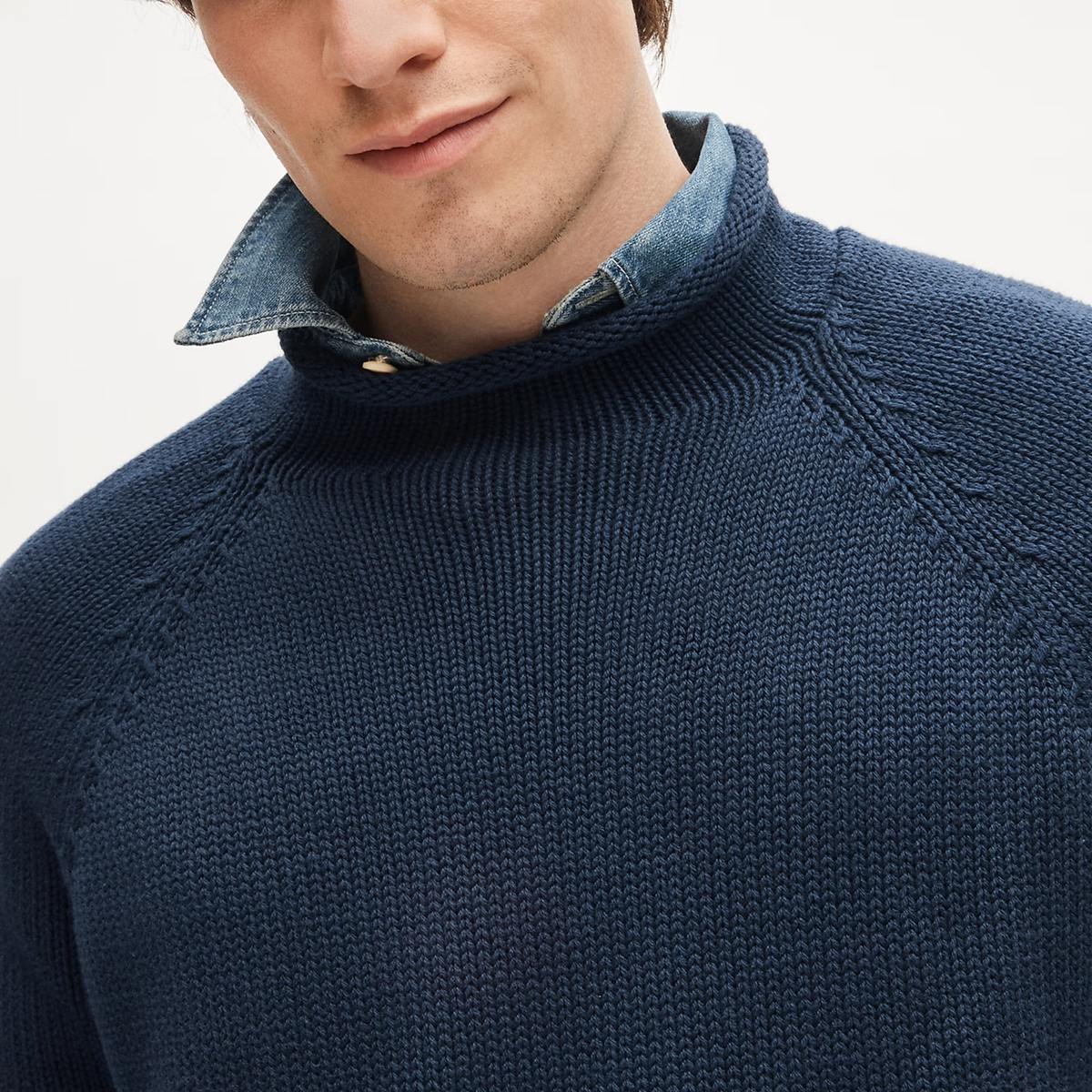 J.Crew 1988 Rollneck Sweater in Cotton in Navy, Size X-Small | eBay