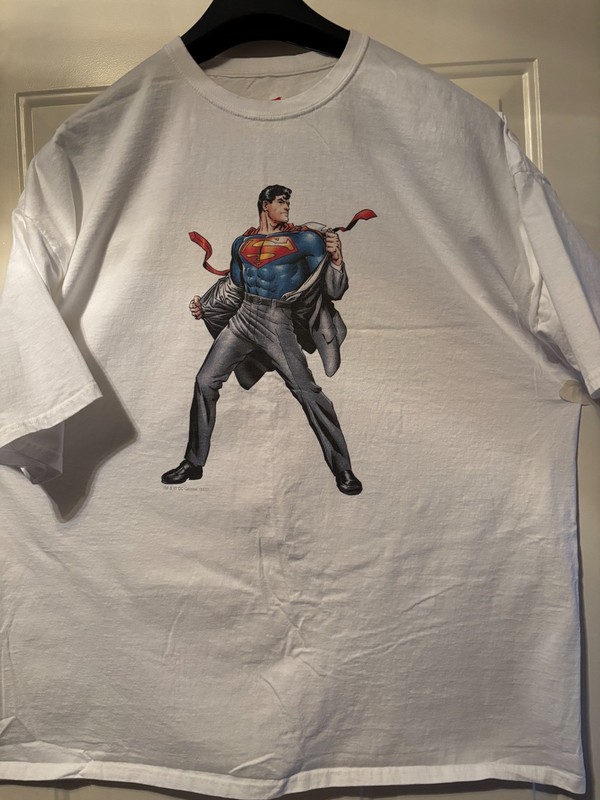 Mens T Shirt Hanes "Clark Kent to Superman " White 4XL Crew neck SS Cotton