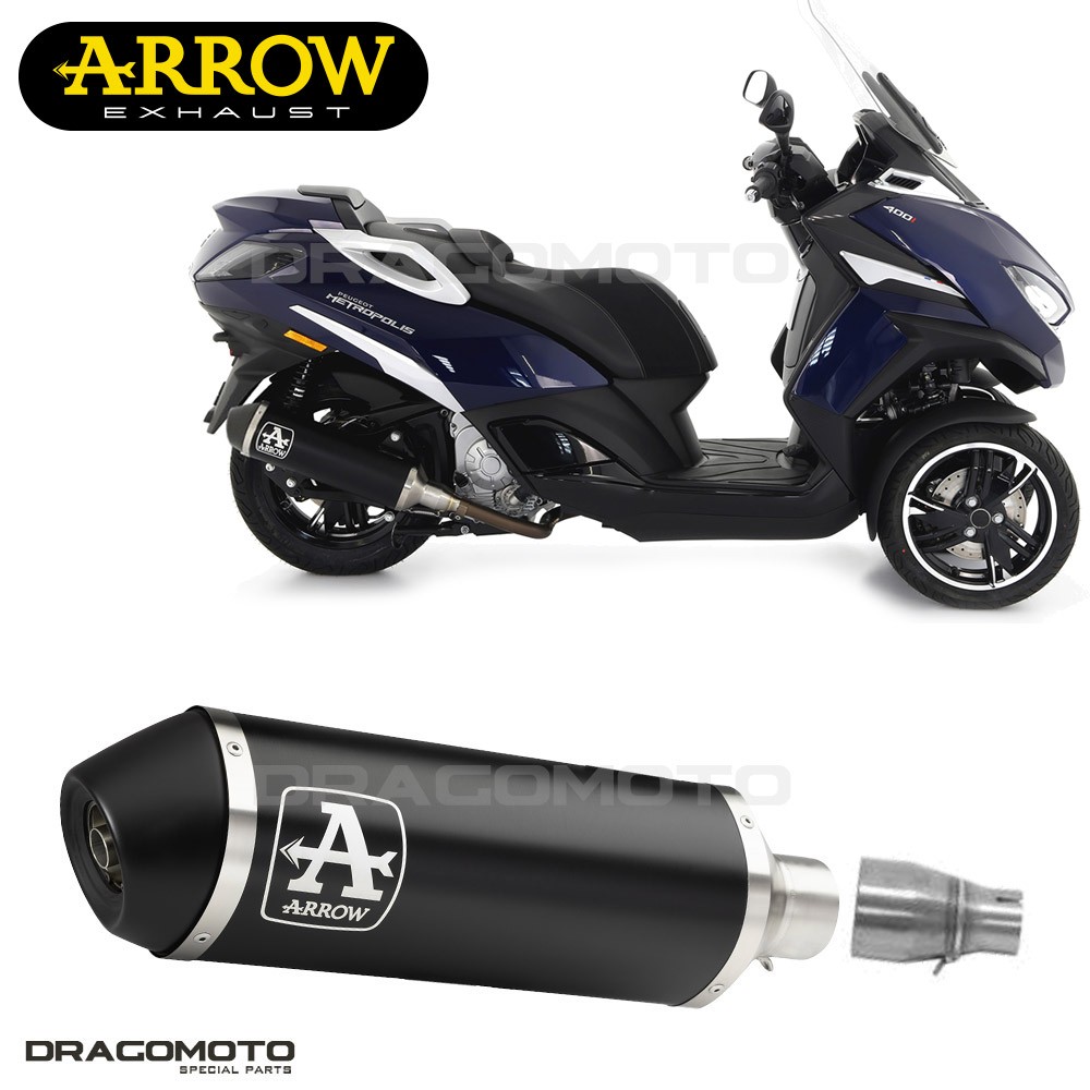 Pot echappement Peugeot Metropolis 400 2021 Arrow Urban alu noir